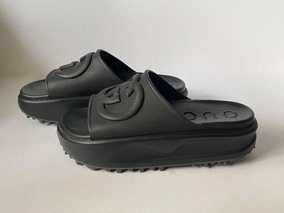 Gucci Interlocking G Platform Slide Sandals Black Size 37 – Pre-Owned