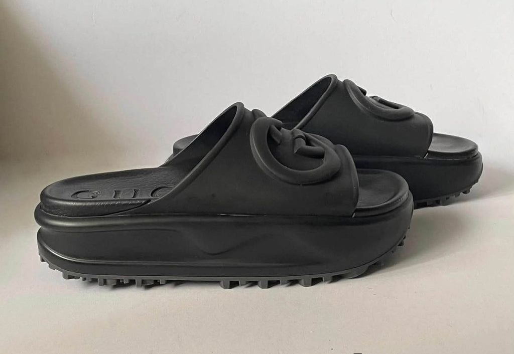 Gucci Interlocking G Platform Slide Sandals Black Size 37 – Pre-Owned