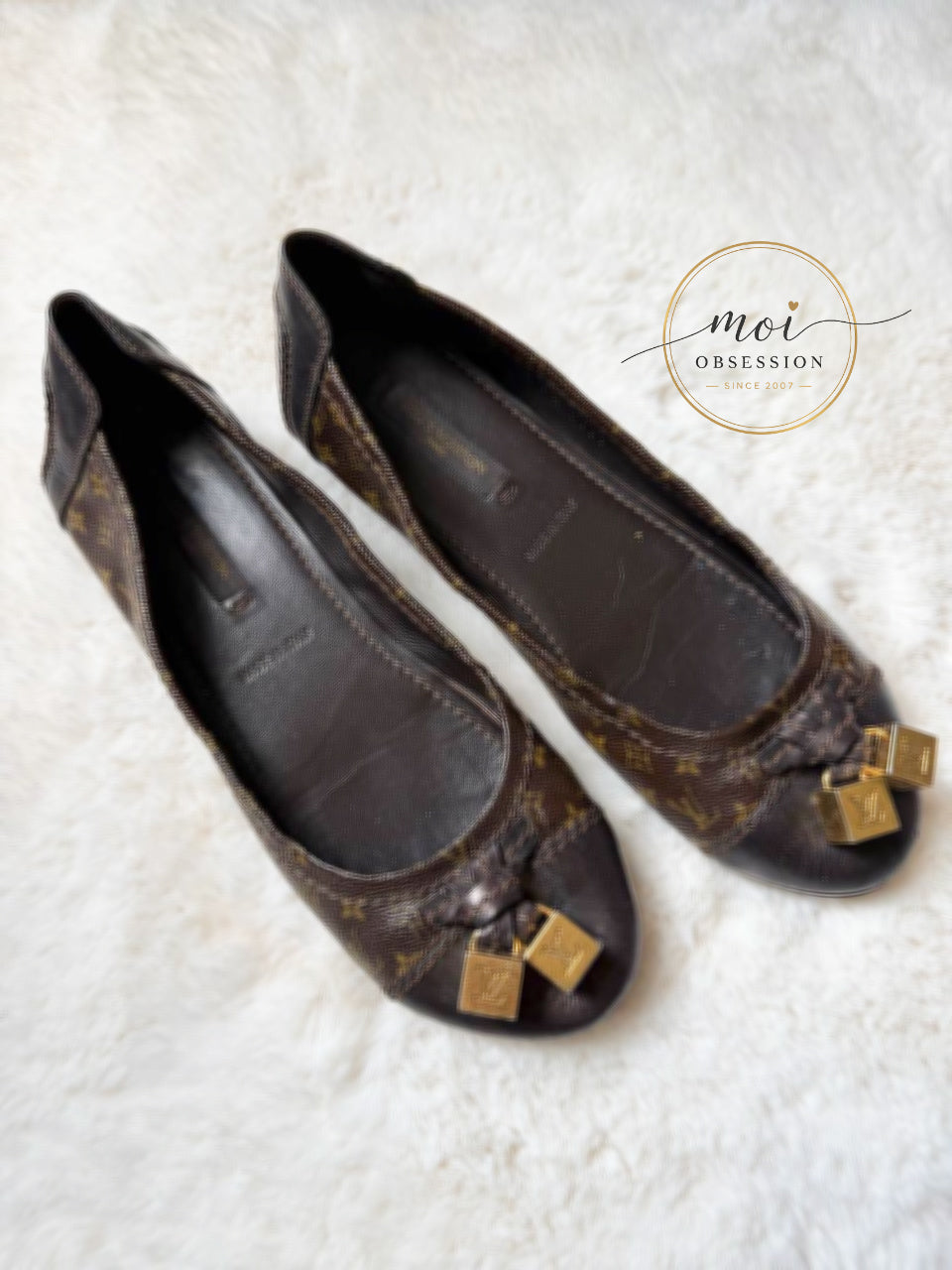 LOUIS VUITTON BALLERINA LOVELY MOONGRAM FLATS SIZE 35