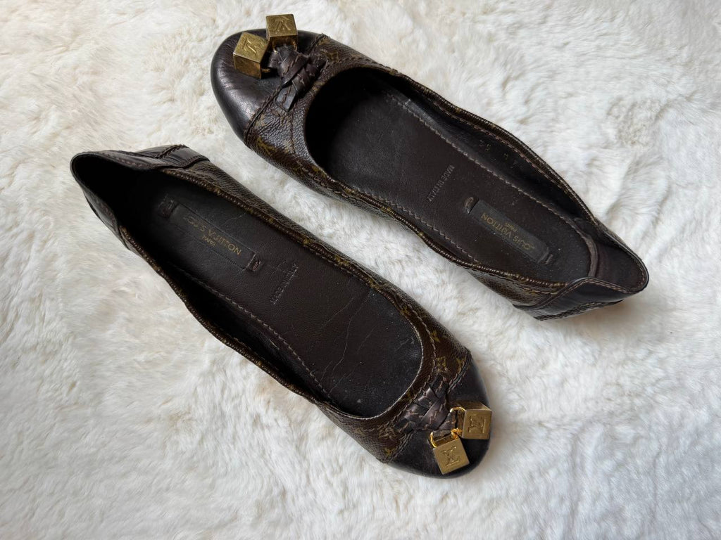 LOUIS VUITTON BALLERINA LOVELY MOONGRAM FLATS SIZE 35