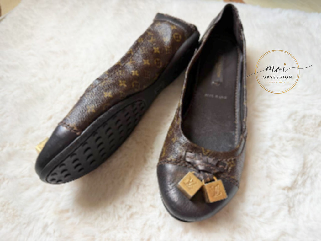 LOUIS VUITTON BALLERINA LOVELY MOONGRAM FLATS SIZE 35