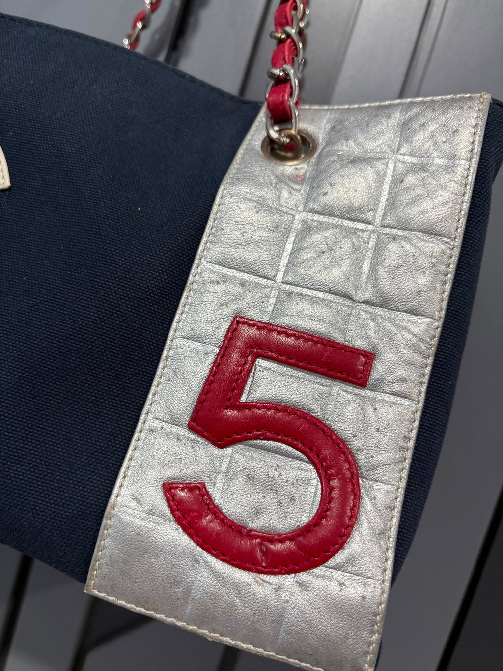CHANEL No. 5 Logo CC Coco Mark Tote Bag Shoulder Double chain