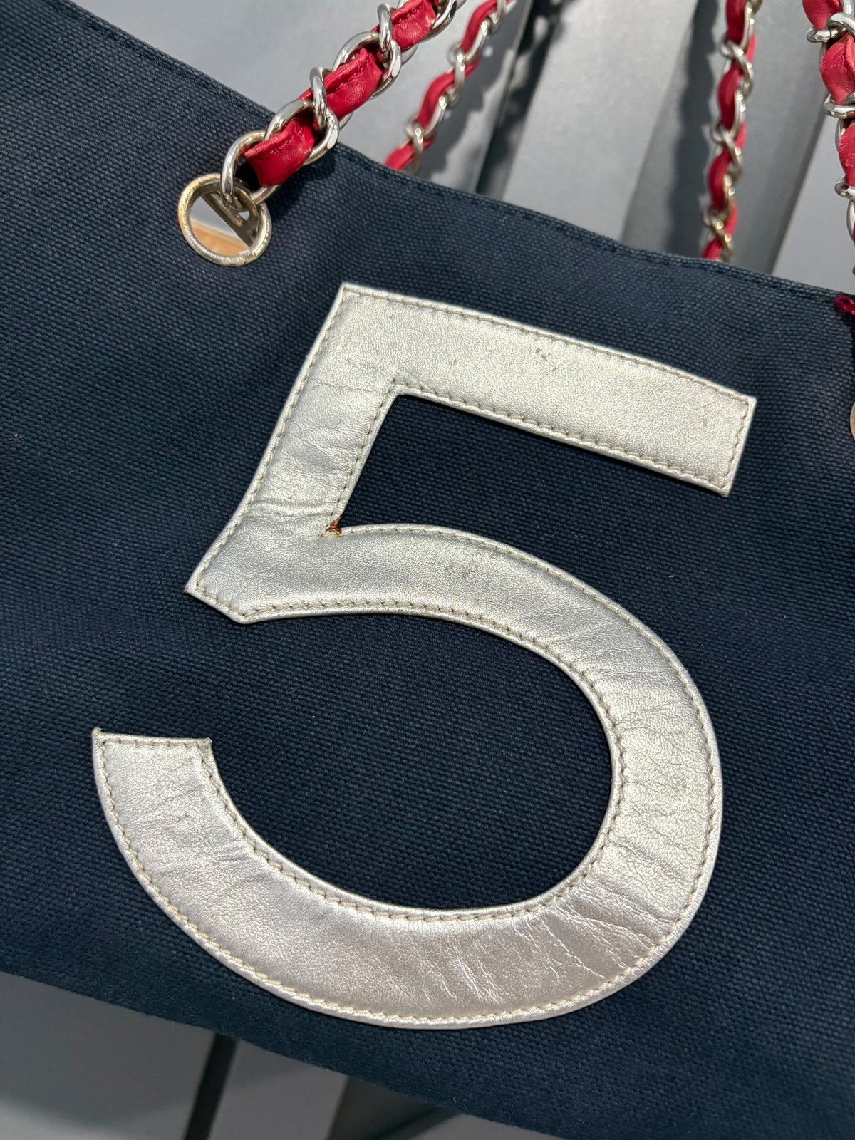 CHANEL No. 5 Logo CC Coco Mark Tote Bag Shoulder Double chain