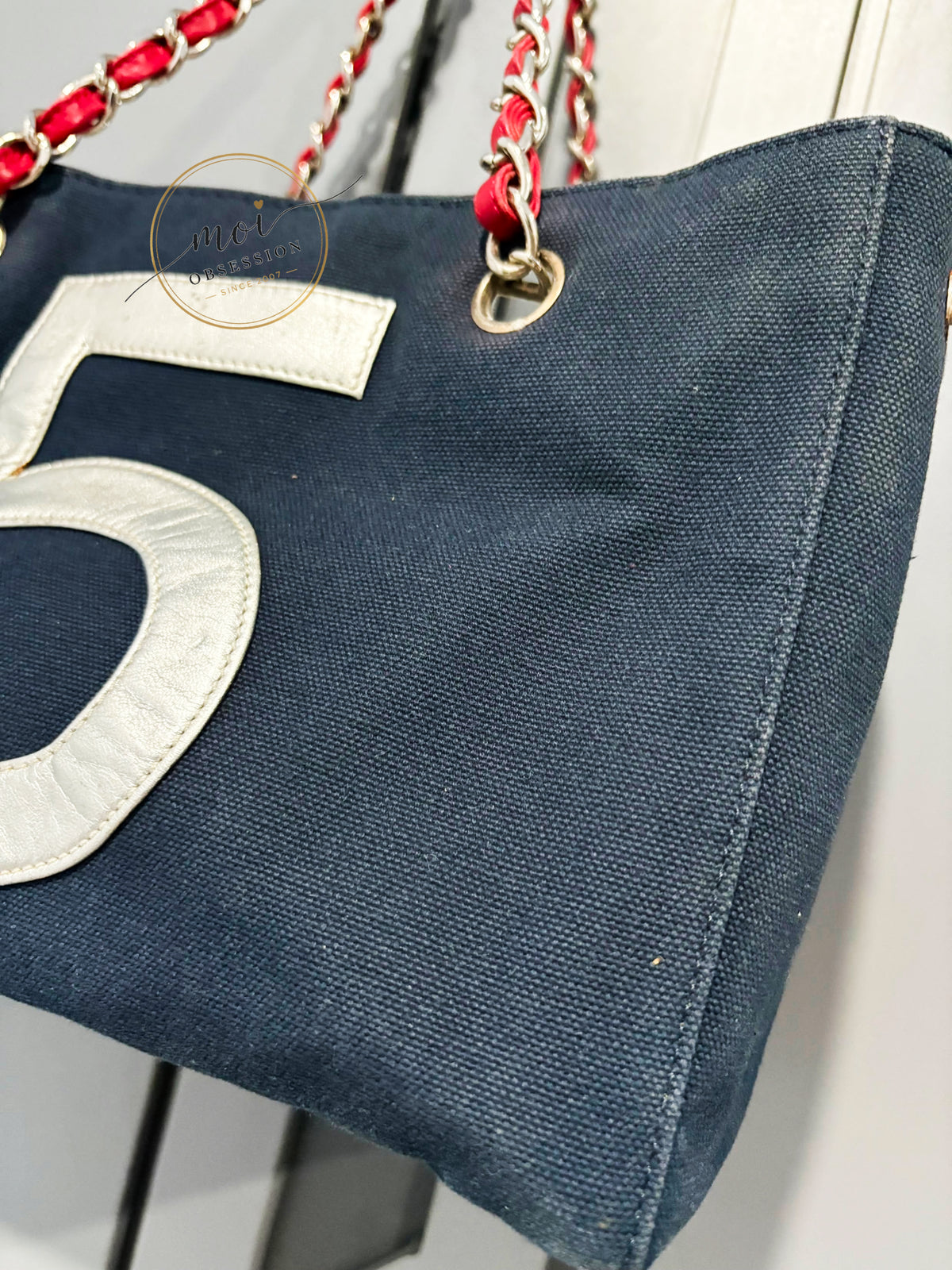 CHANEL No. 5 Logo CC Coco Mark Tote Bag Shoulder Double chain