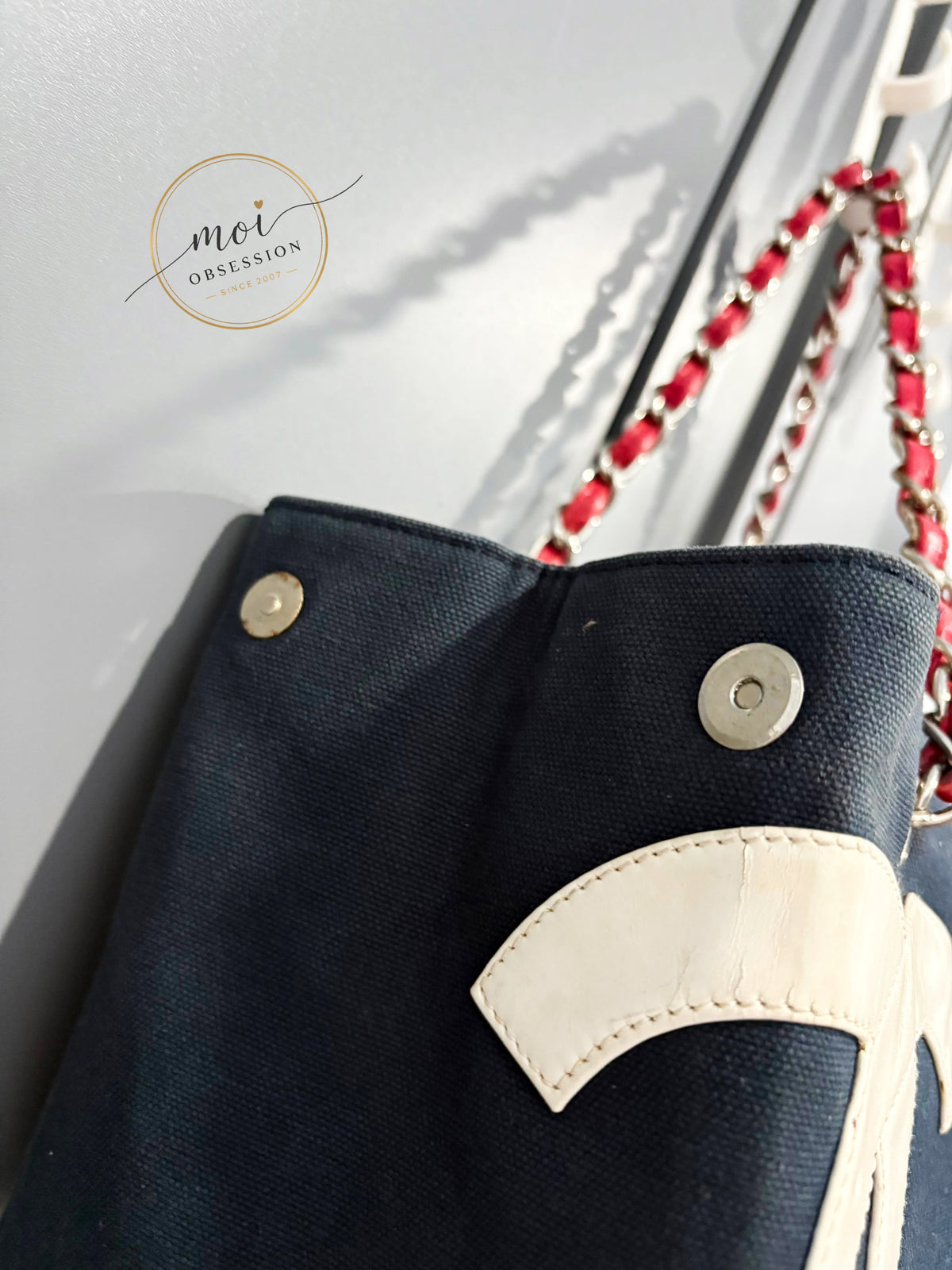 CHANEL No. 5 Logo CC Coco Mark Tote Bag Shoulder Double chain