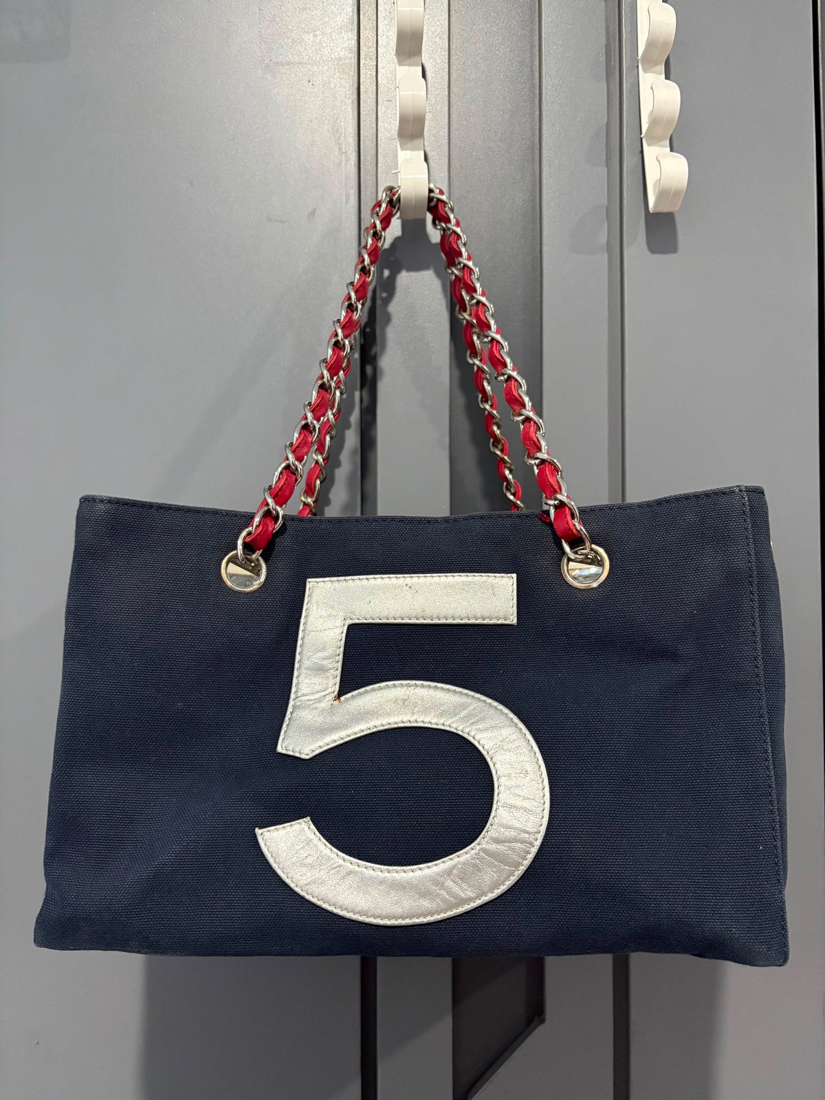 CHANEL No. 5 Logo CC Coco Mark Tote Bag Shoulder Double chain