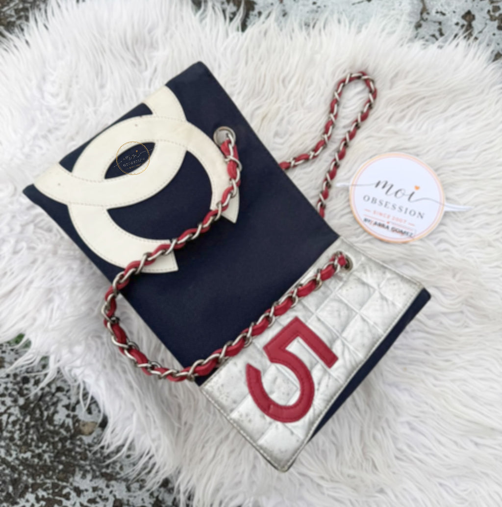 CHANEL No. 5 Logo CC Coco Mark Tote Bag Shoulder Double chain