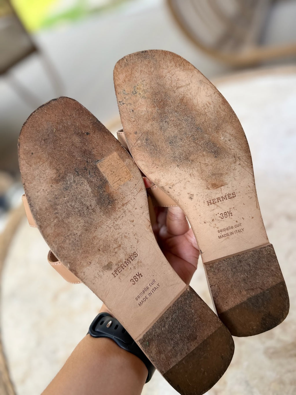 HERMÈS ORAN SANDALS size 38 1/2 slightly used