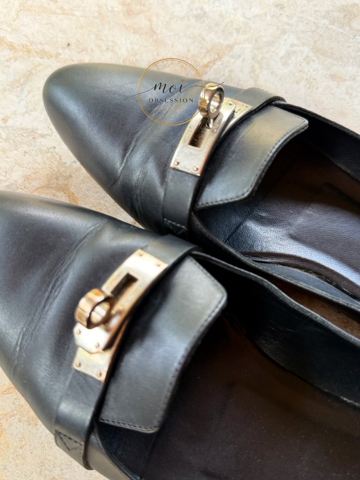 Hermes Ballerina Flats Pegasus PHW Noir size 38 slightly used