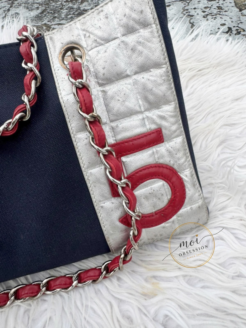 CHANEL No. 5 Logo CC Coco Mark Tote Bag Shoulder Double chain