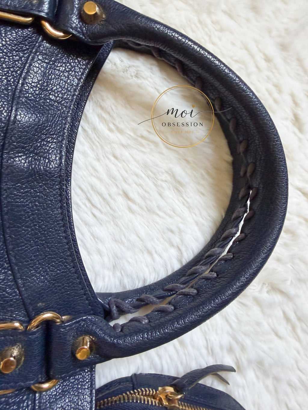 Balenciaga Town Metallic Edge Navy Blue Shoulder Bag GHW – Pre-Owned