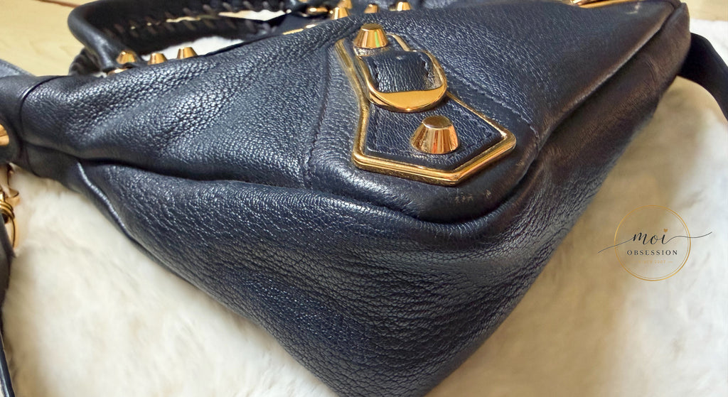 Balenciaga Town Metallic Edge Navy Blue Shoulder Bag GHW – Pre-Owned