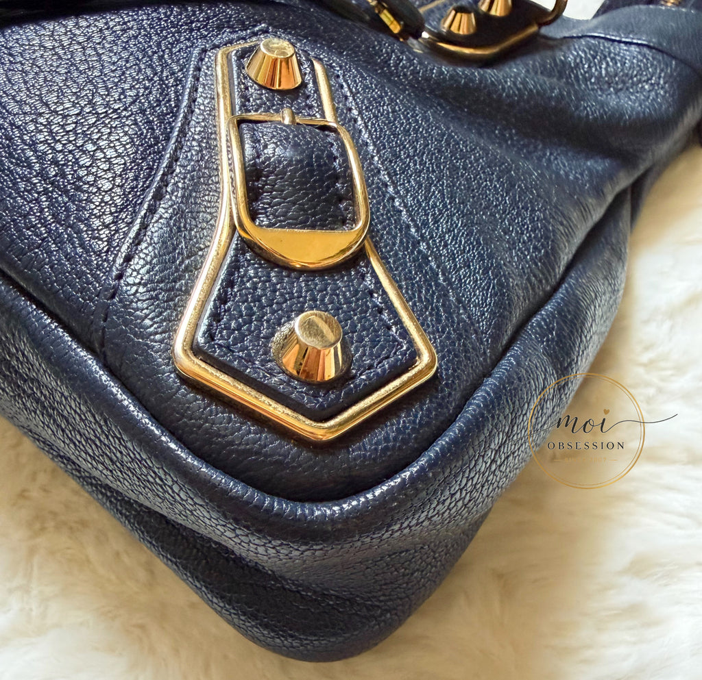 Balenciaga Town Metallic Edge Navy Blue Shoulder Bag GHW – Pre-Owned