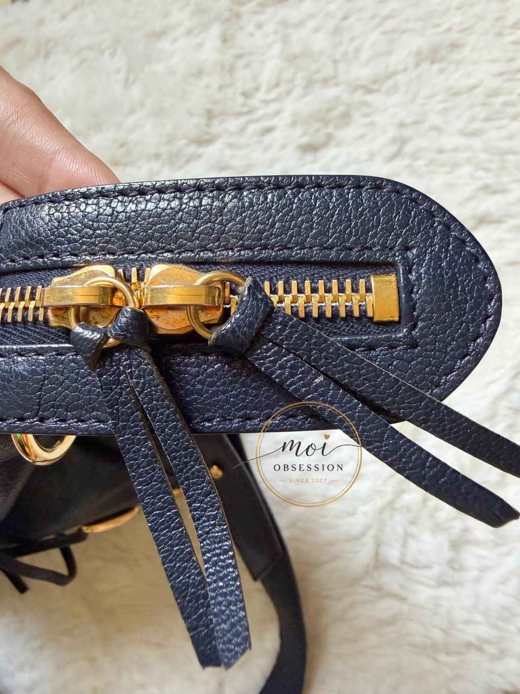 Balenciaga Town Metallic Edge Navy Blue Shoulder Bag GHW – Pre-Owned
