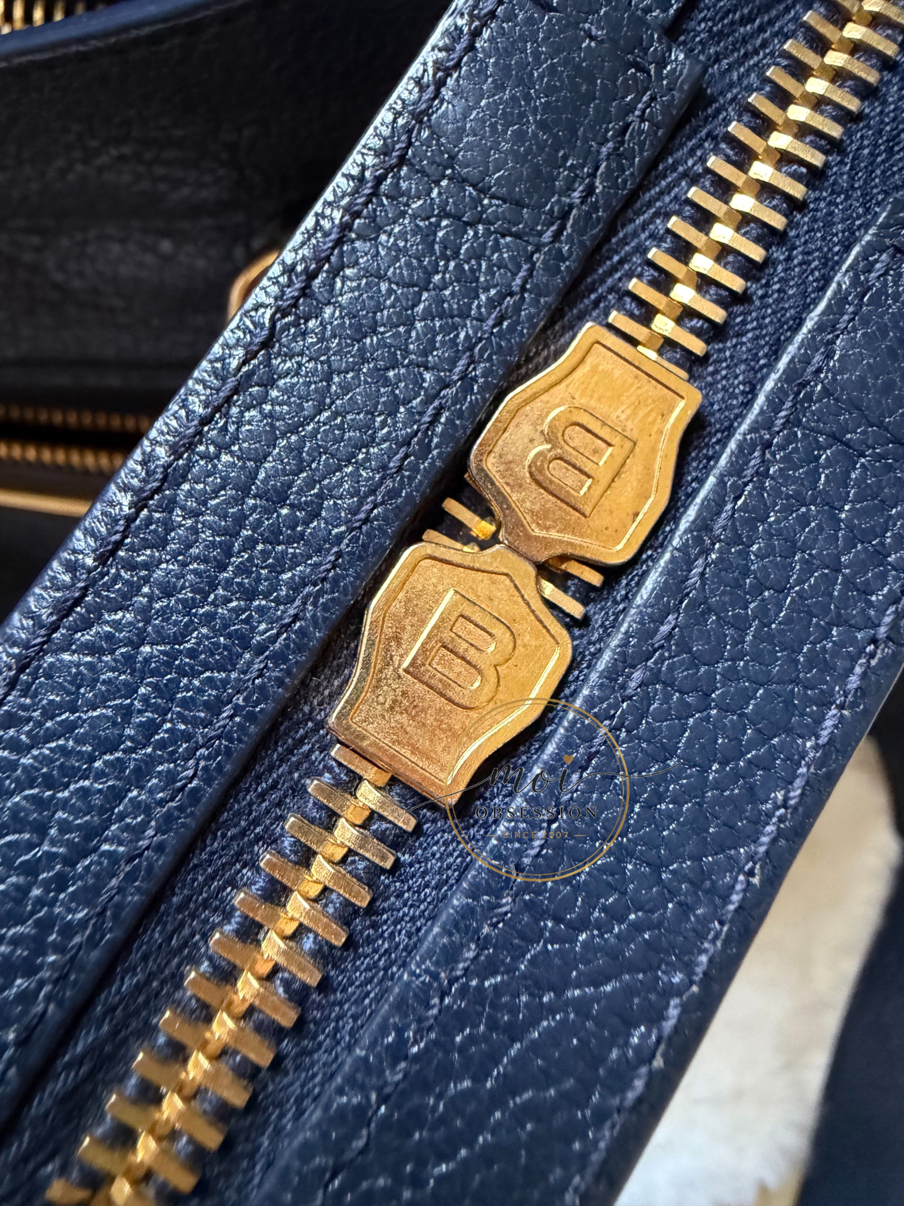 Balenciaga Town Metallic Edge Navy Blue Shoulder Bag GHW – Pre-Owned