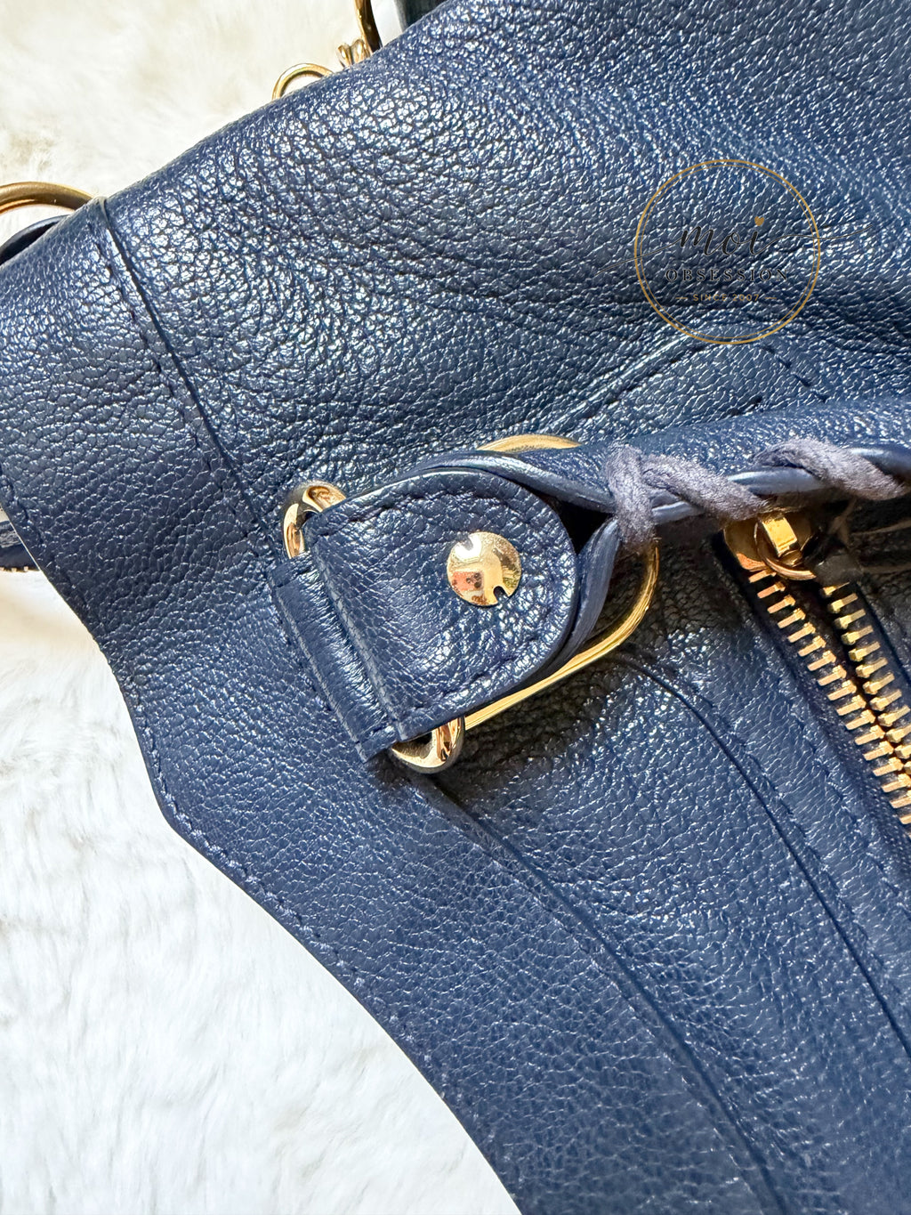 Balenciaga Town Metallic Edge Navy Blue Shoulder Bag GHW – Pre-Owned
