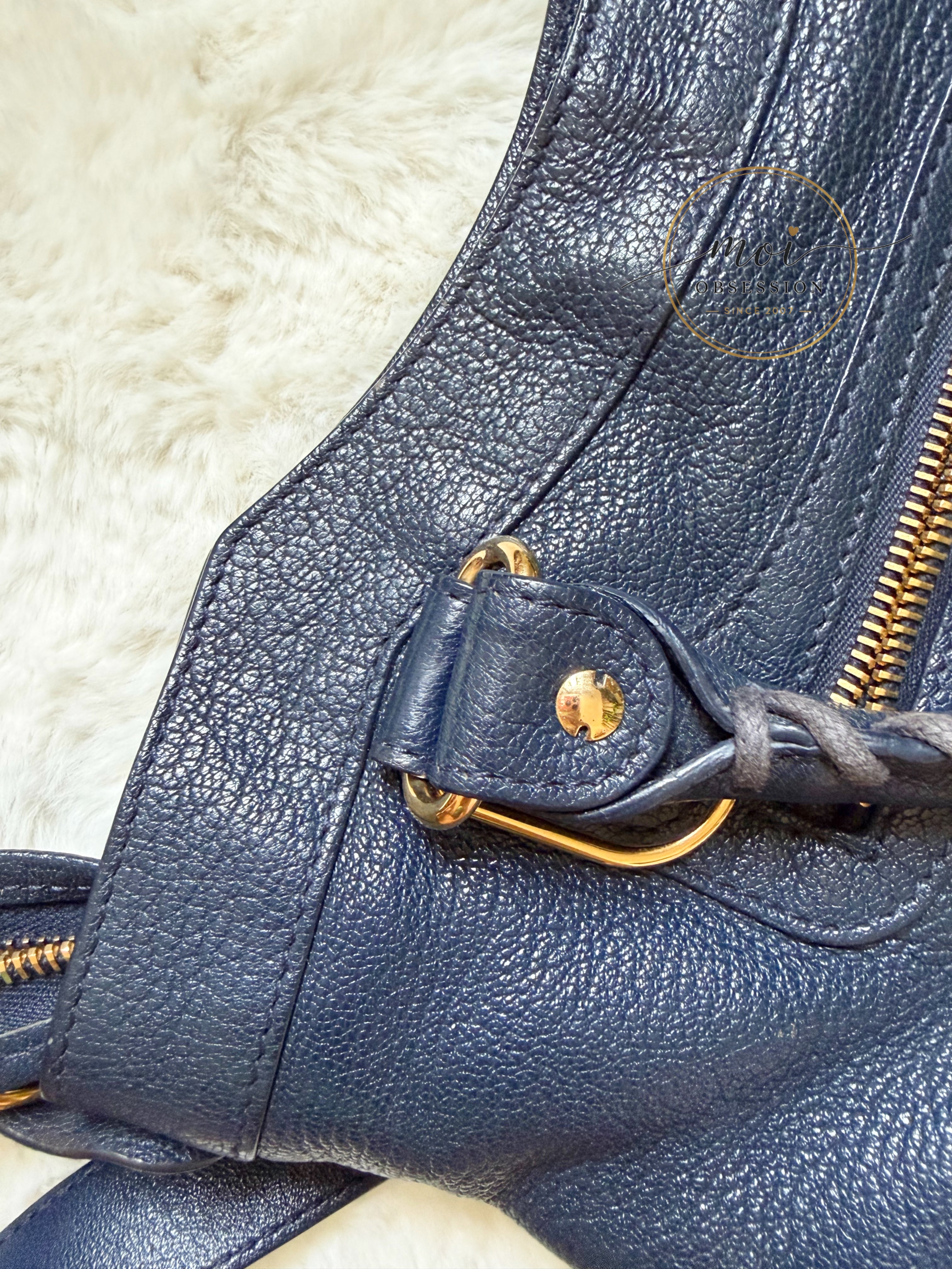 Balenciaga Town Metallic Edge Navy Blue Shoulder Bag GHW – Pre-Owned