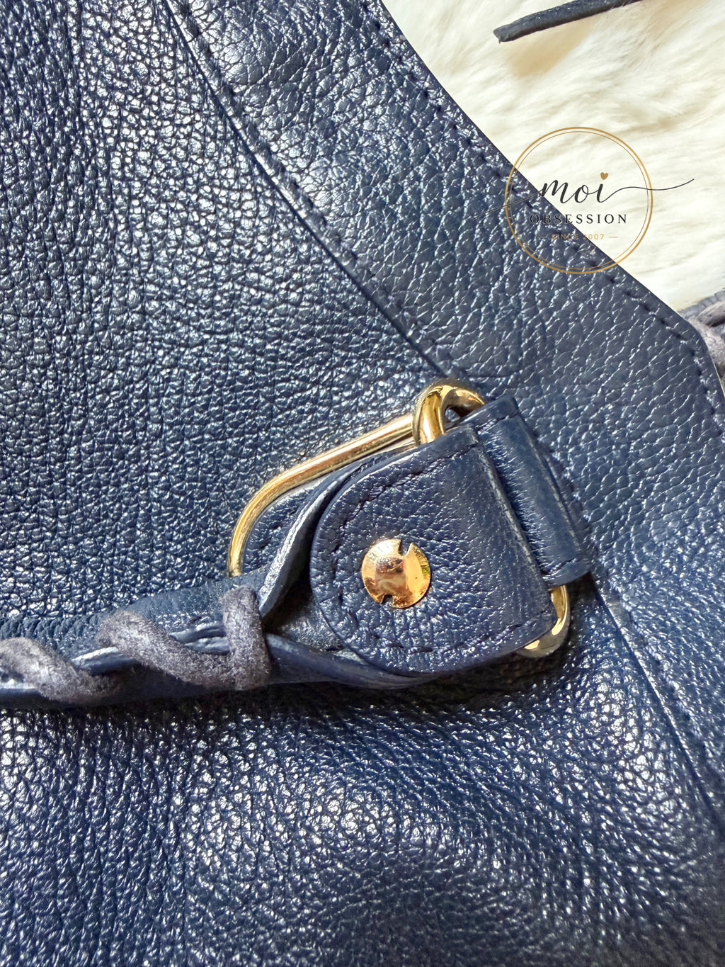 Balenciaga Town Metallic Edge Navy Blue Shoulder Bag GHW – Pre-Owned