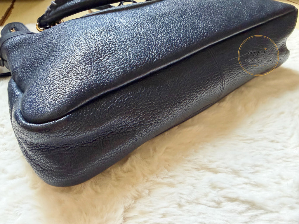 Balenciaga Town Metallic Edge Navy Blue Shoulder Bag GHW – Pre-Owned