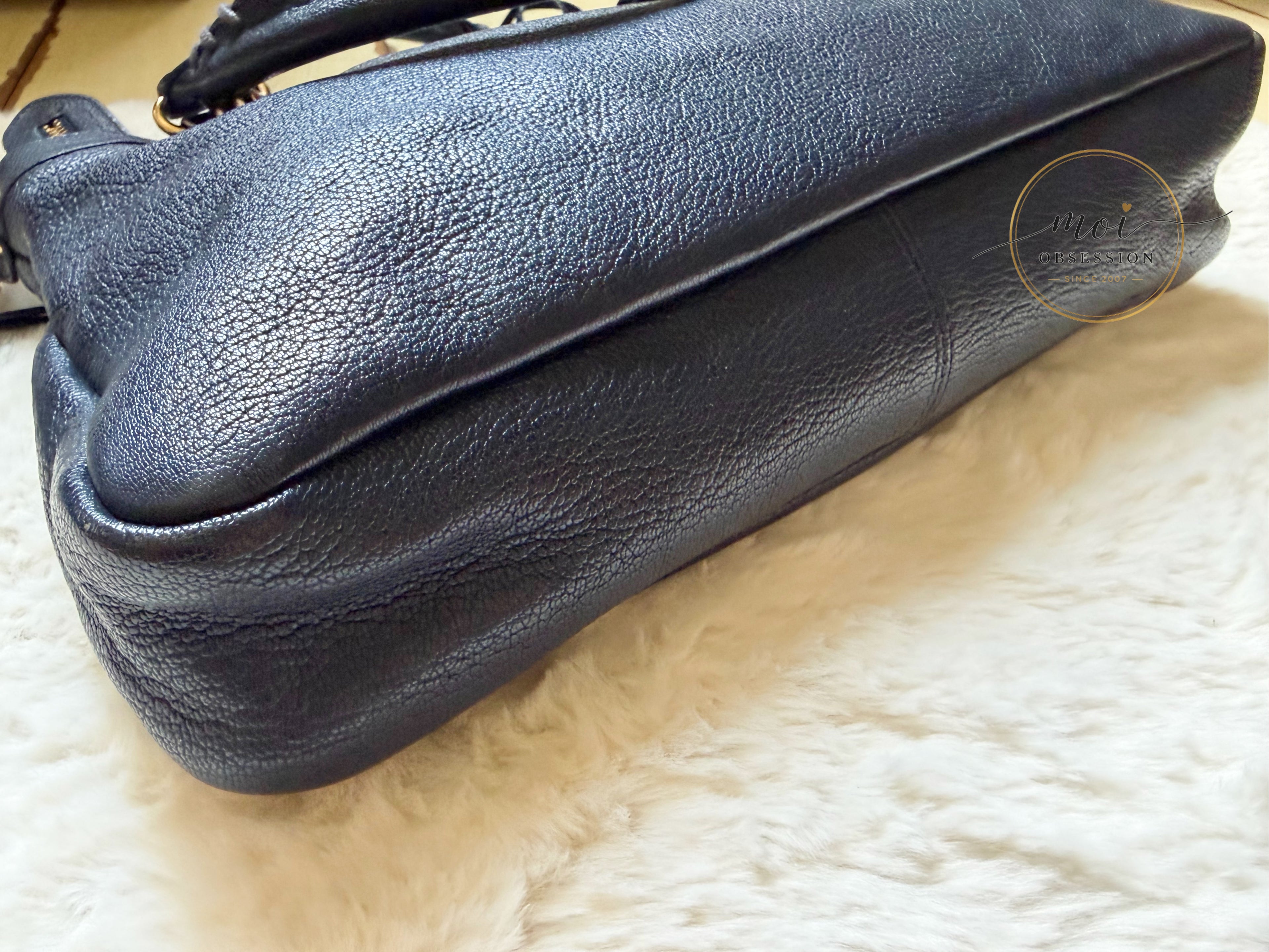 Balenciaga Town Metallic Edge Navy Blue Shoulder Bag GHW – Pre-Owned
