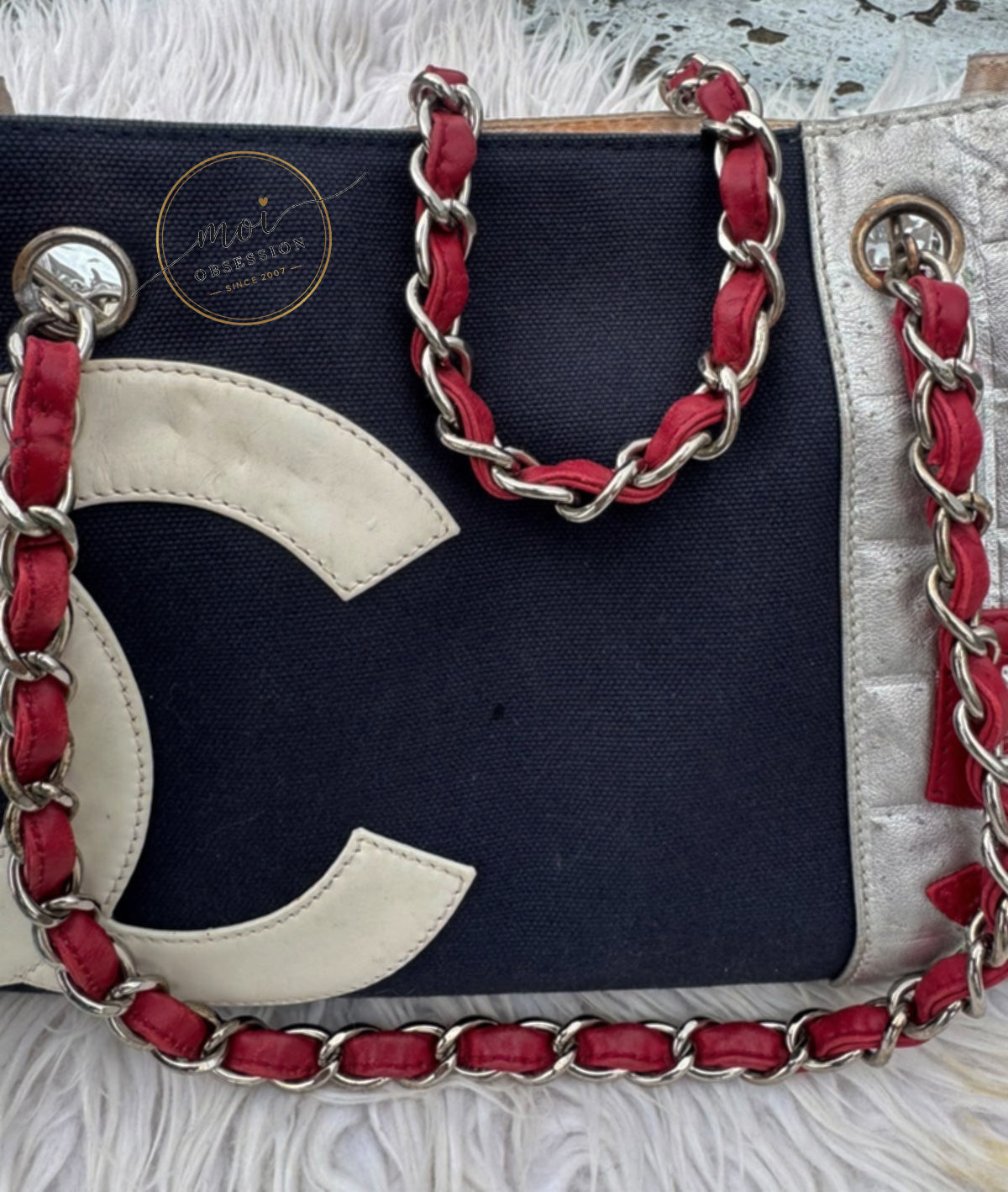 CHANEL No. 5 Logo CC Coco Mark Tote Bag Shoulder Double chain